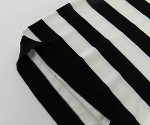 Aylin Long Sleeve Striped Knitted Sweater + Mesh Cascading Ruffles Skirt 2 Pieces Set