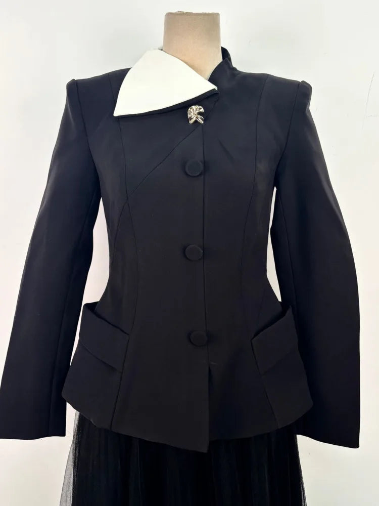 Daphne Two-Piece  Color-Block Lapel Set