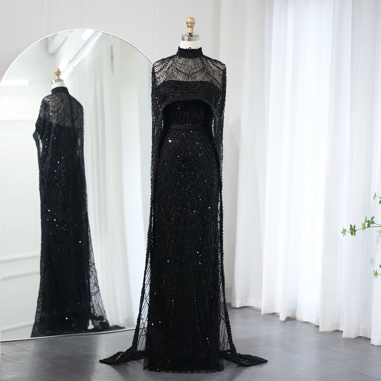 Luxury Pearl  Evening Dress with Cape