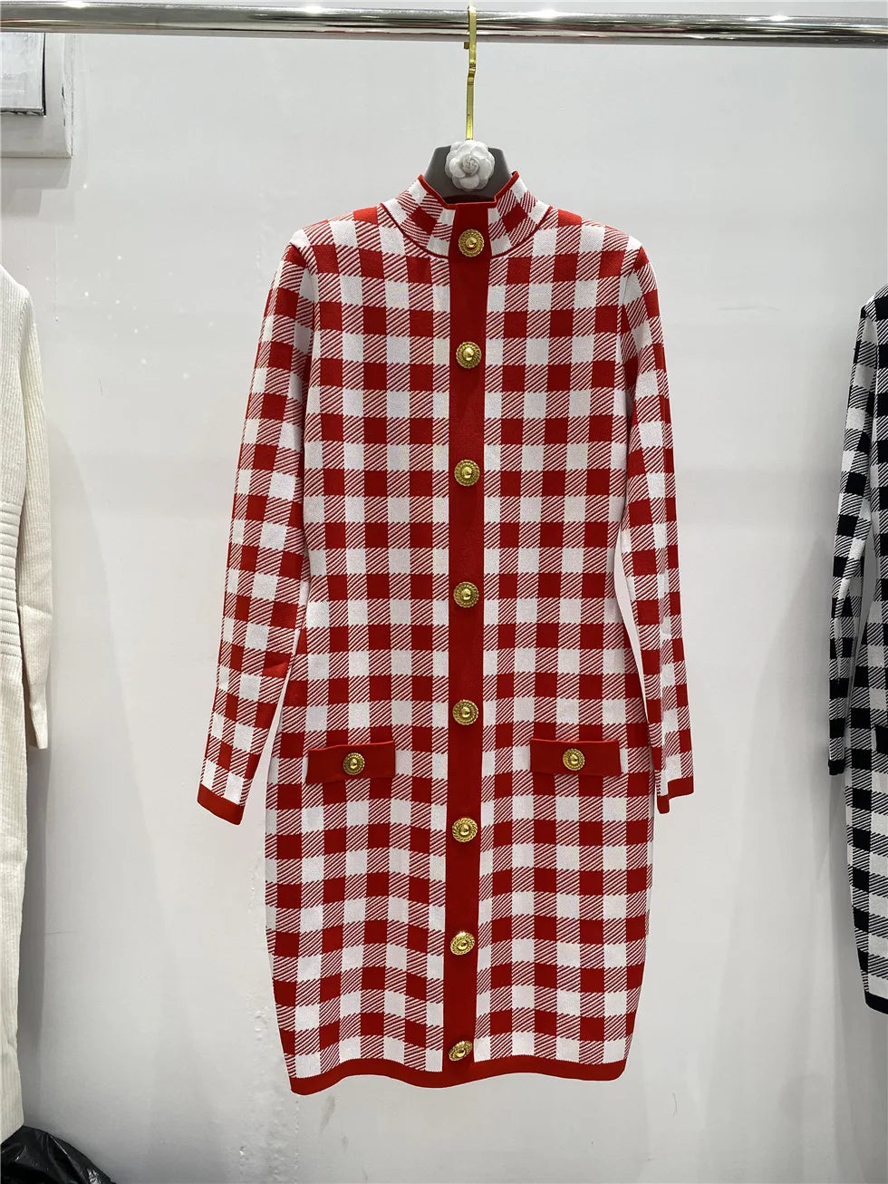 Jessy Plaid Knitting Sweater Dress