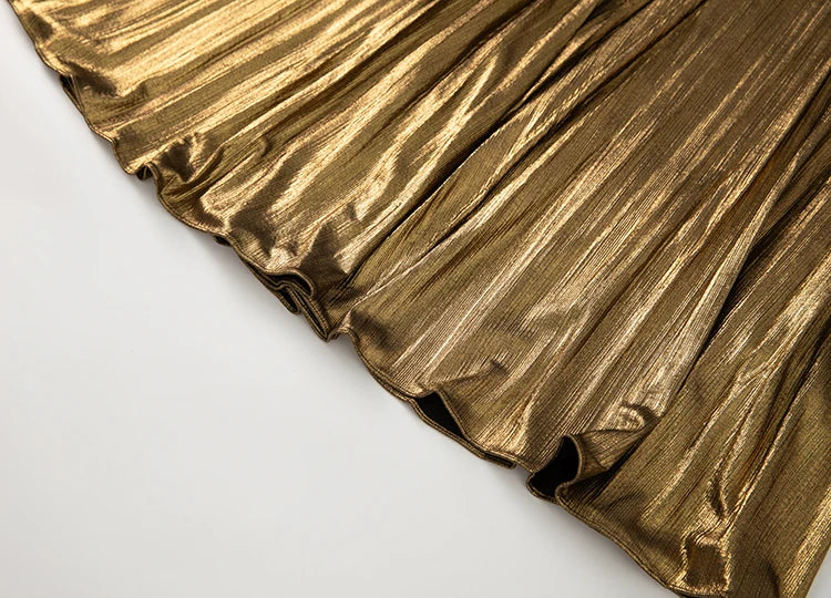 Vienna Metallic Pleated Dress