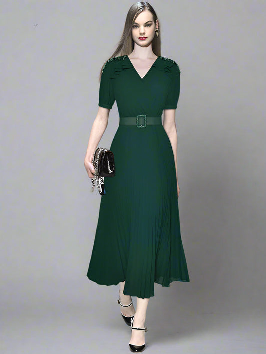 Naya Vintage  Pleated Temperament Dress