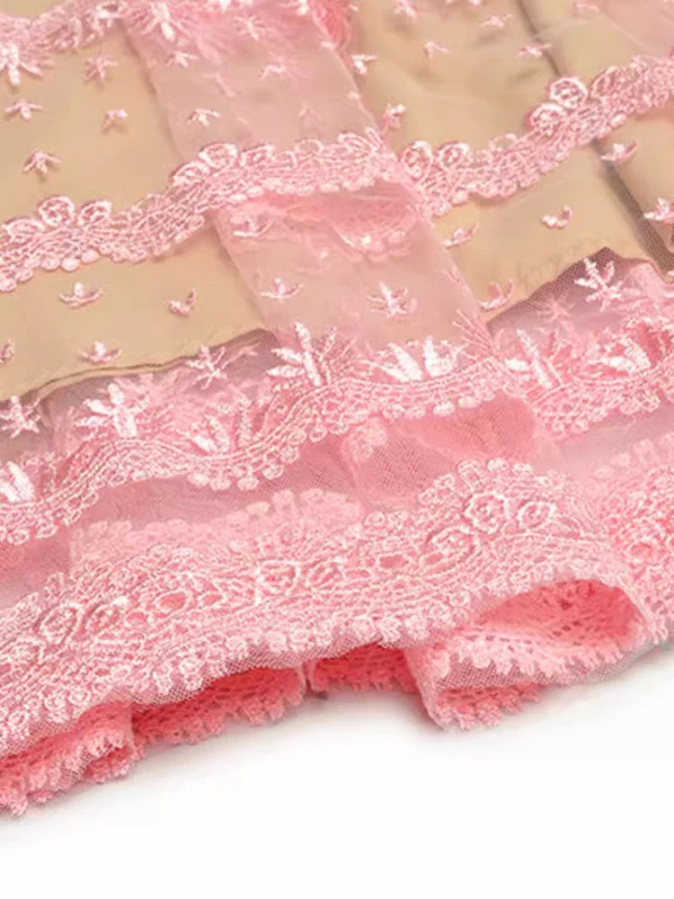 Briar O-Neck Short Sleeve Water-Soluble Flower Patchwork Vintage Dress