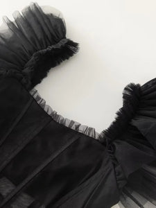Citlali Square Collar Flying Sleeve Ruffle Long Dress