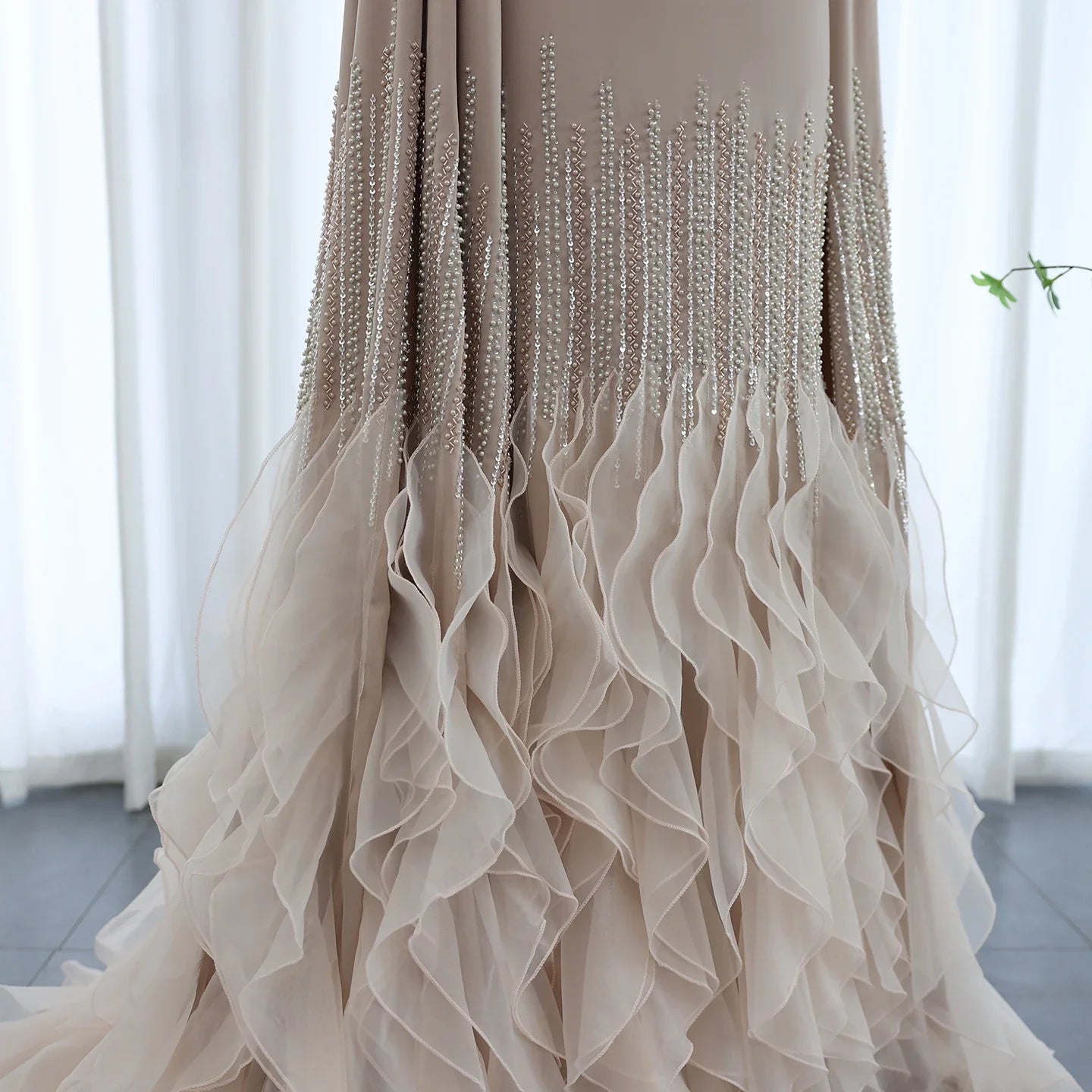 Adelaide White Evening Dresses with Cape Sleeves Tiered Ruffles Women Wedding Party Gown
