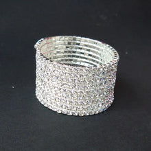 Load image into Gallery viewer, 9-Row Spiral Rhinestone Silver Plated and Gold  Crystal Bangle Bracelets