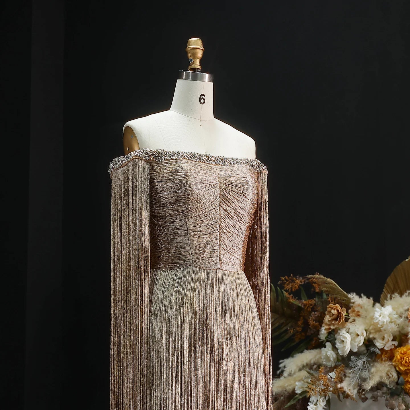 Sailor Luxury Tassel Formal Evening Dresses Off Shoulder Party Gown