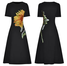 Load image into Gallery viewer, Lulu O-Neck Short Sleeve Flower Embroidery Vintage Midi Dress
