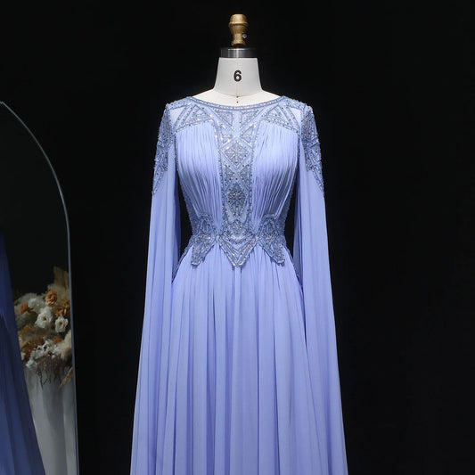 Lei Dubai Luxury Lilac Evening Dress With Cape Sleeves