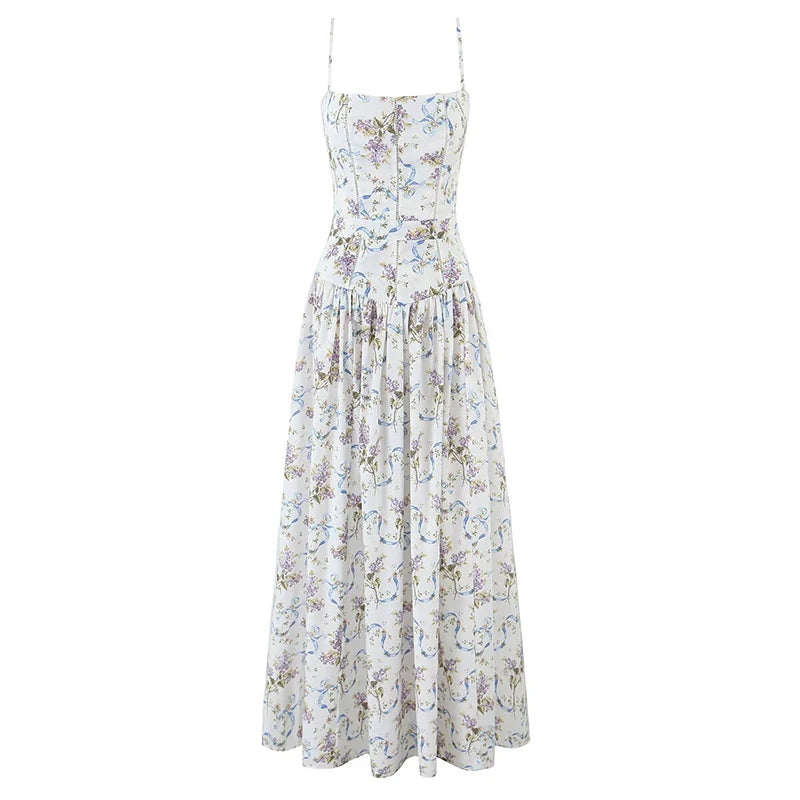 Mya Sexy Spaghetti Straps Floral Print Dress