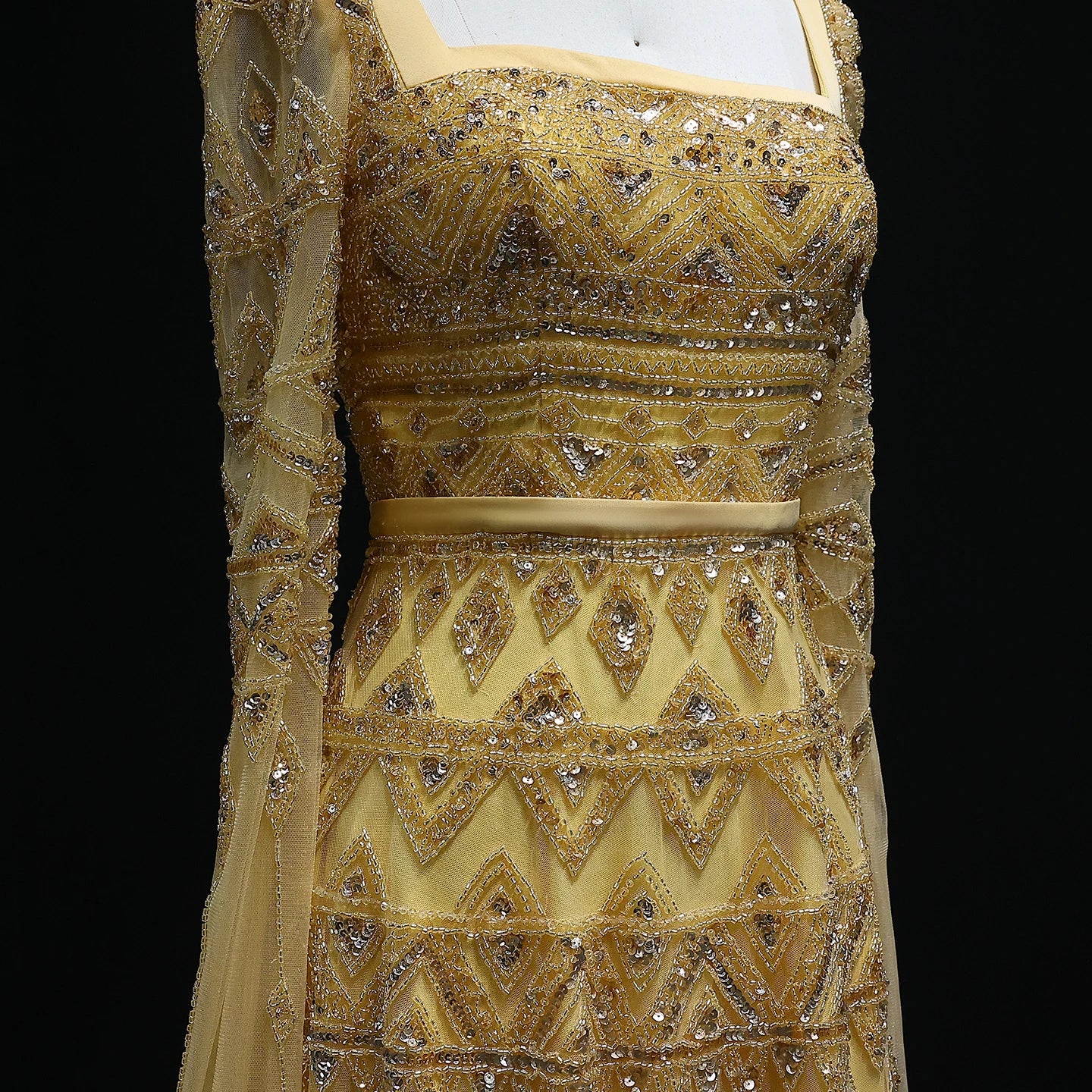 Cristalyn Arabic Burgundy Evening Dress with Cape Sleeve