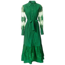 Load image into Gallery viewer, Viv Mesh Lantern Sleeve Floral Vintage Draped Dress