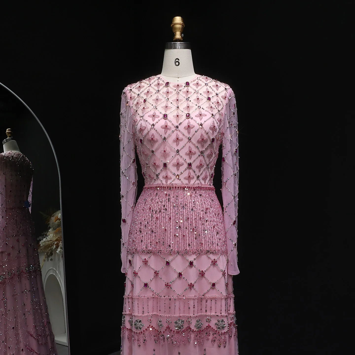 Marian Dubai Pink Arabic Stunning Evening Dress Gown
