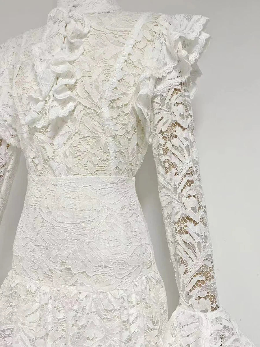 Anne Solid Spliced Lace Up Two Piece Set