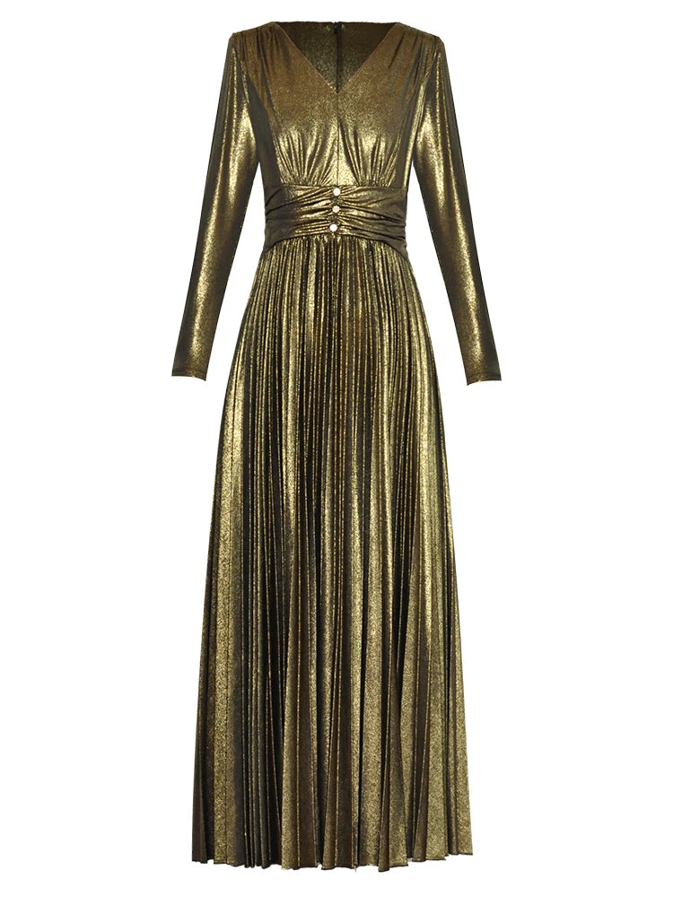 Marley Gold  Silver Vintage Pleated Dress