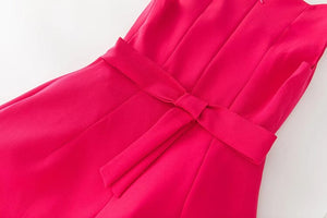 Elise Square Collar Sleeveless Bow Solid Color Elegant  Short Dress