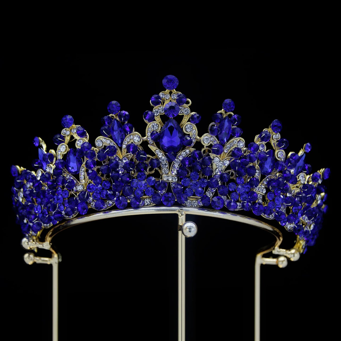 Luxury Royal Purple Crystal Beads  Rhinestone Queen Bridal Tiaras Crown