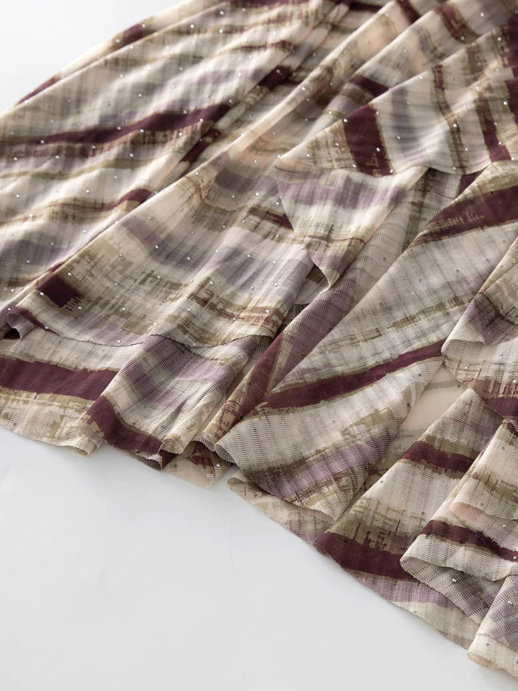 Asiya V-Neck Short Sleeve Folds Crystal Vintage Package Buttocks Dress