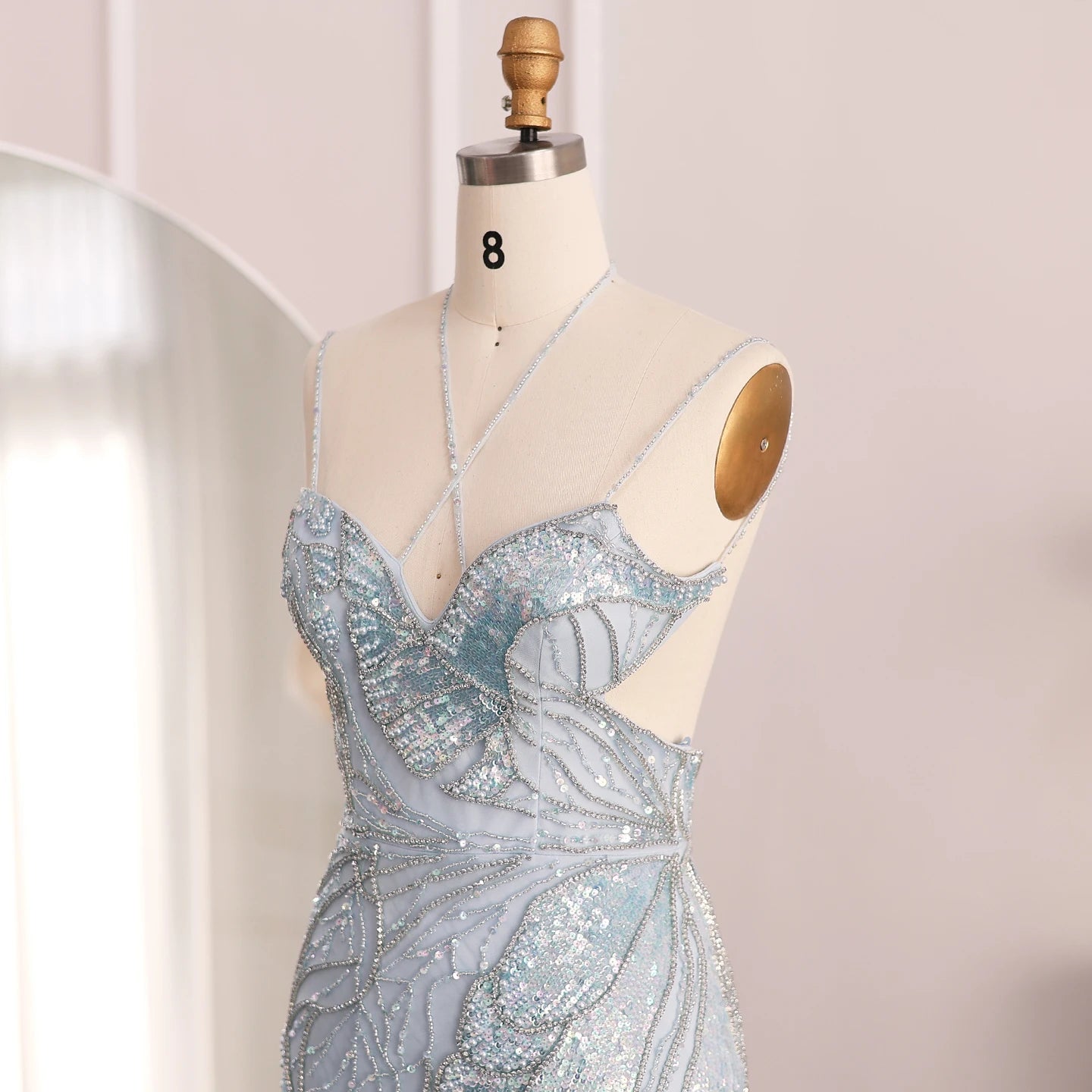 Mermaid  Evening Dress with Feathers