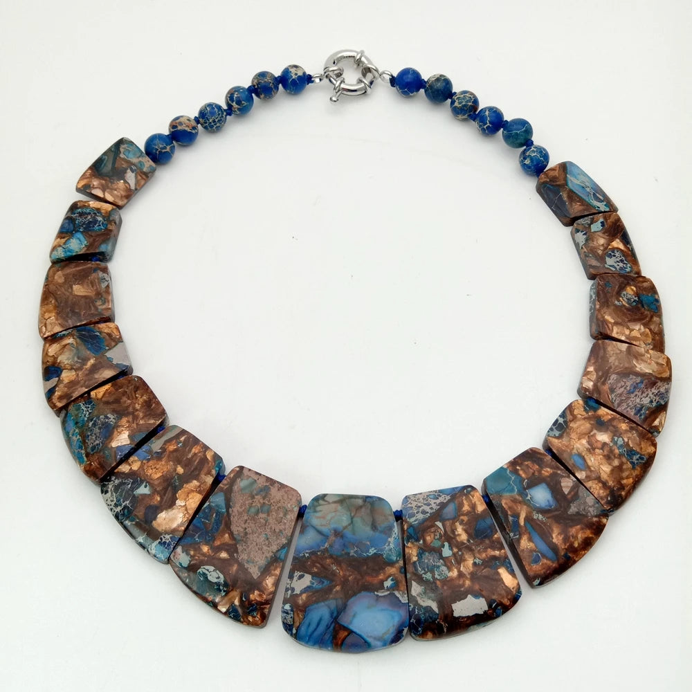 Mixed Color Sea Sediment Imperial Jasper Graduated Necklace