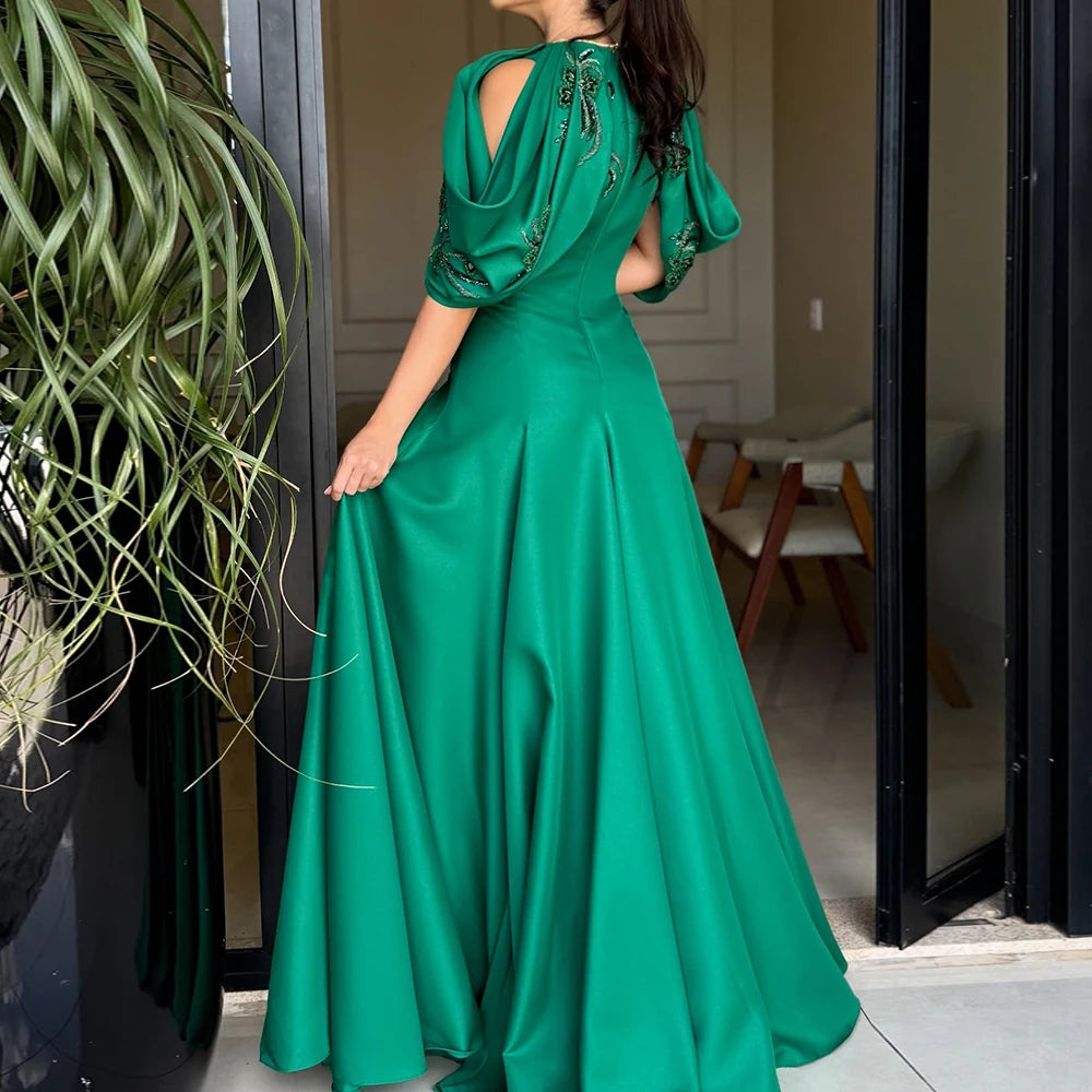 Cassey A-line Evening Dresses Floor-length V-neck Sleeveless Prom Gown