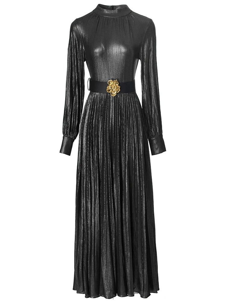 Vienna Metallic Pleated Dress