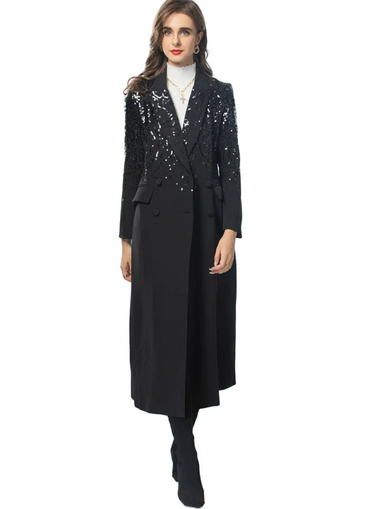 Jordan  Solid  Sequin Trench