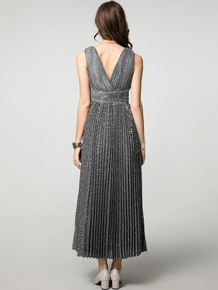 Lila Sequin Pleated Dress