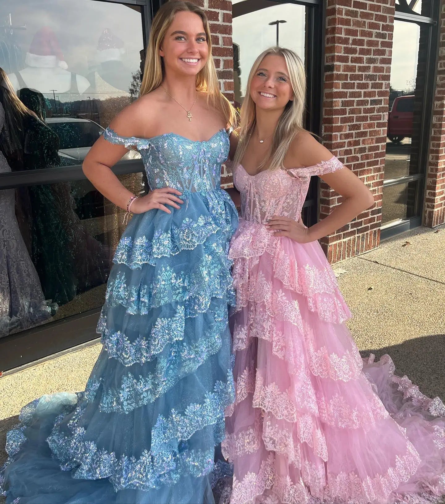 Myla Stunning Gold Tiered Ruffles Corset Sheer Prom Dress