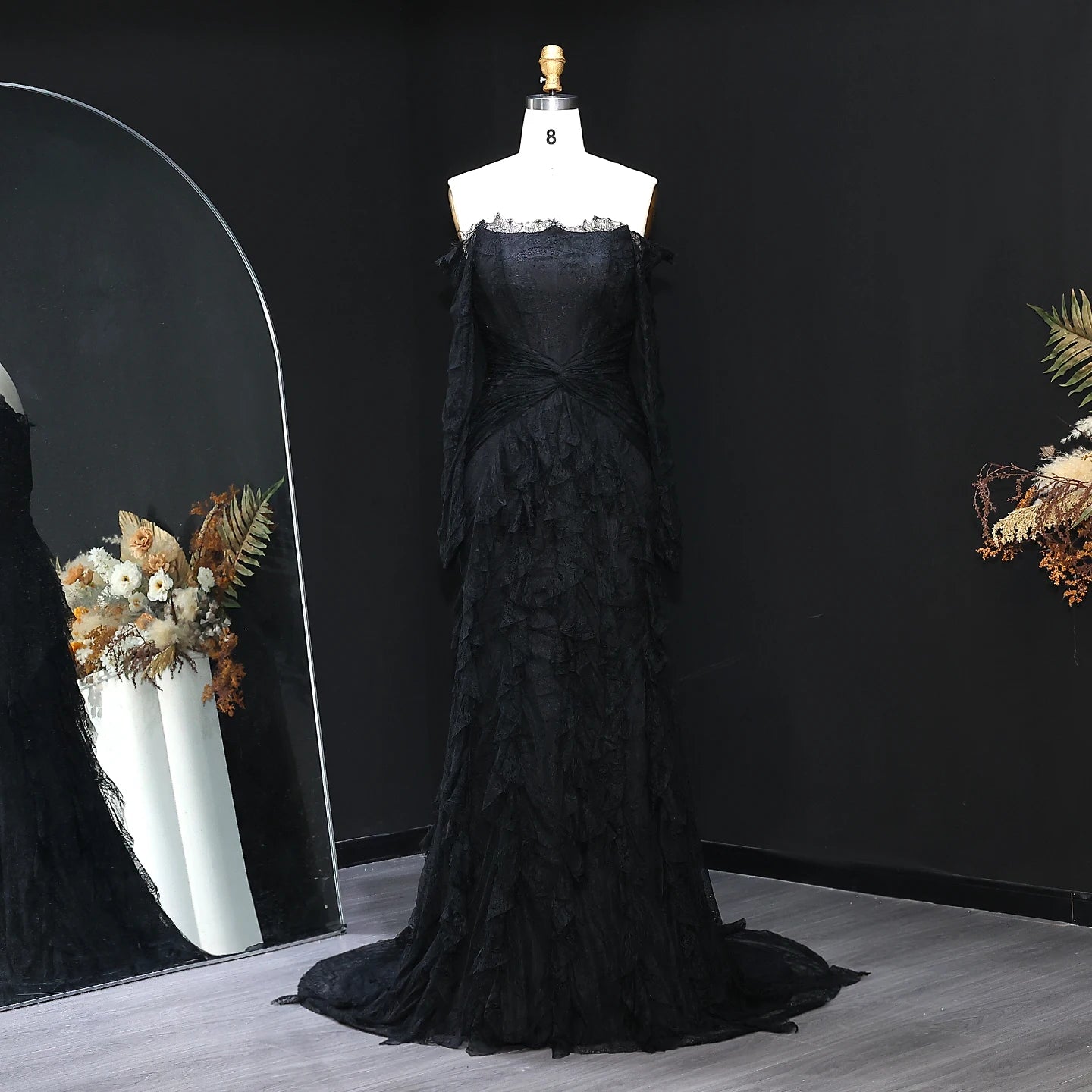 Vela Lace Off Shoulder Evening Dress