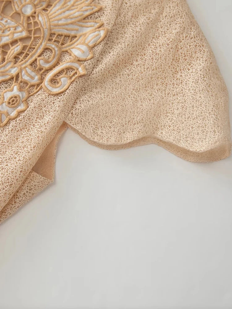 Esmeralda Embroidery Metal Sashes Vintage Pleated Dress