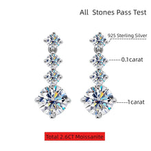 Load image into Gallery viewer, Silver Moissanite Drop Earrings 2.6 Carat D Color