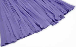 Fernanda  O-Neck Embroidery Sequins Beading Sashes Violet Long Dress