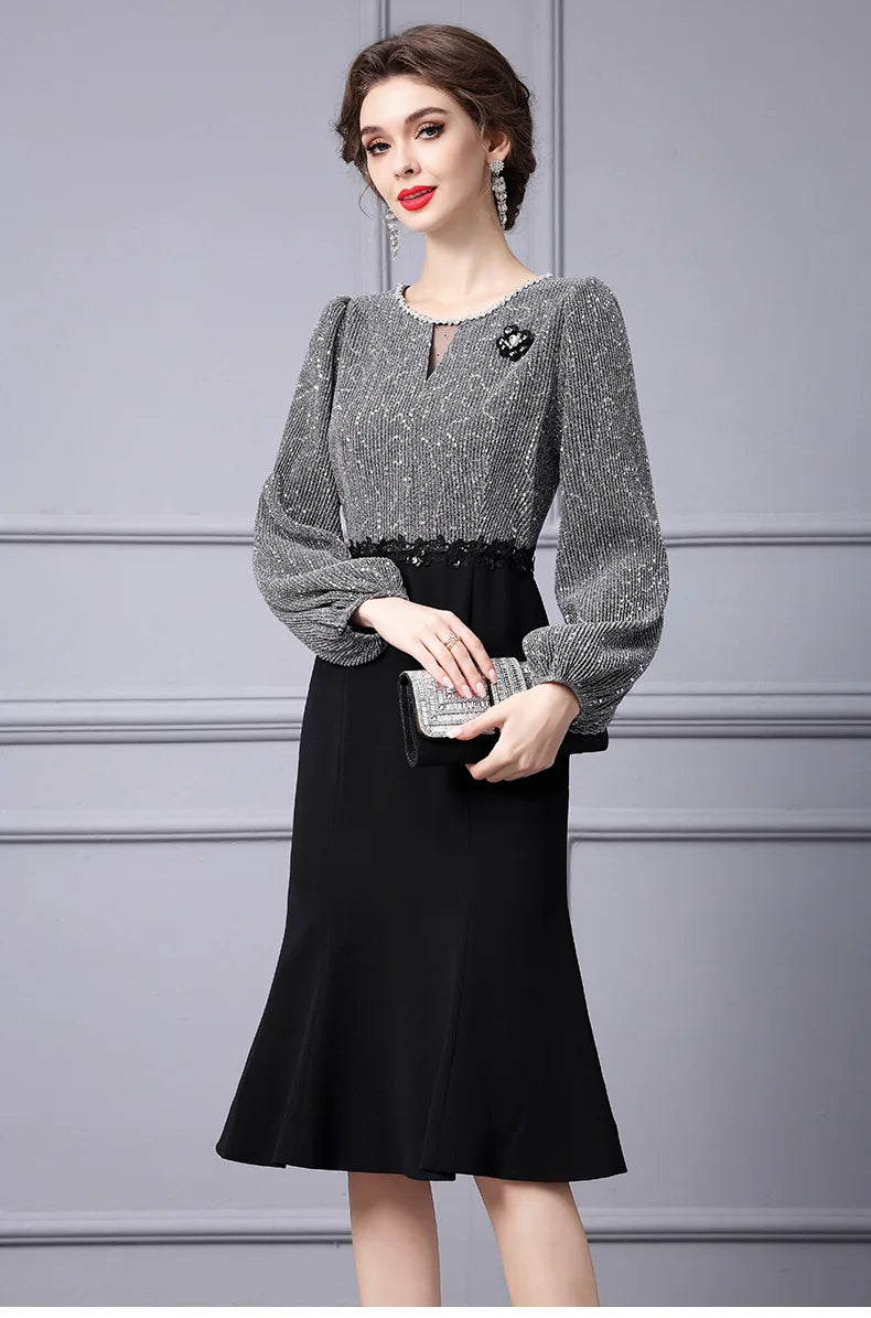 Kalilah Two Pieces  High-End Long Sleeve Round Neck Elegant Dress
