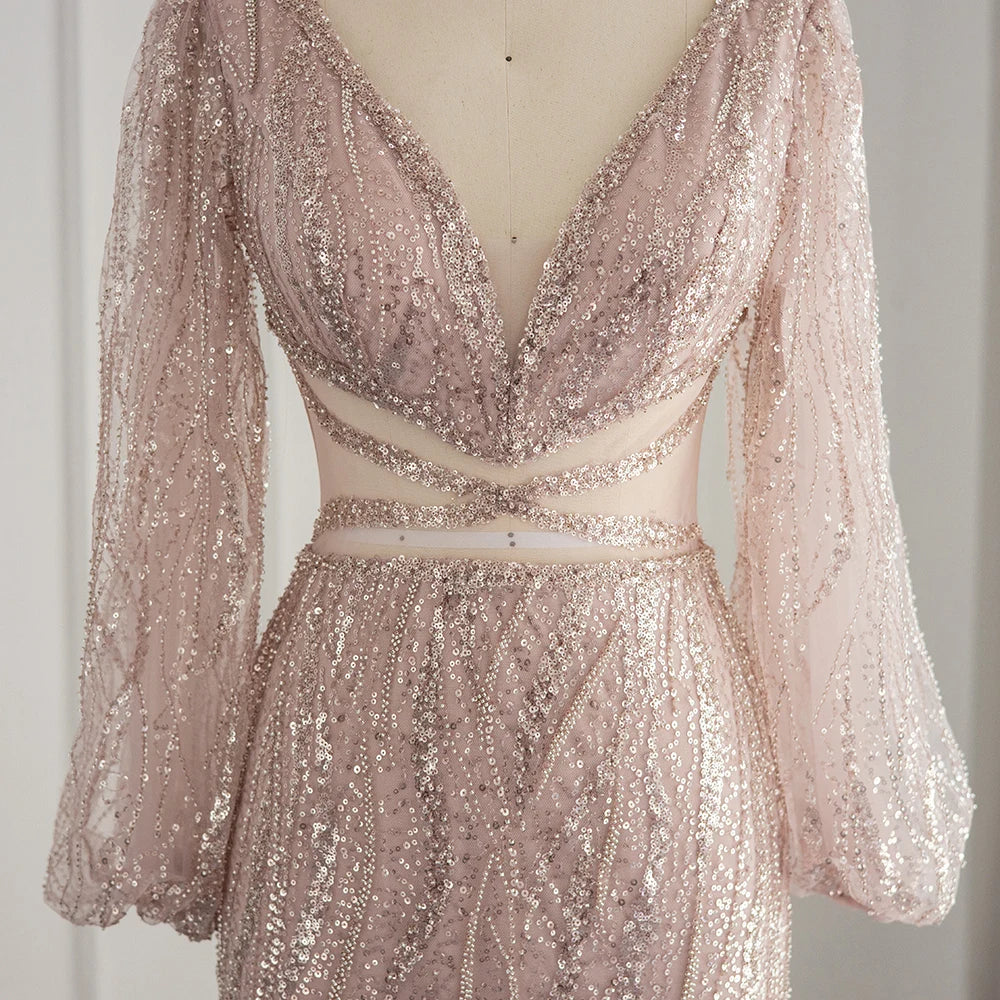 Annabelle Long Sleeves V-Neck Mermaid Prom Dress