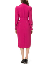 Load image into Gallery viewer, Julie Lapel Collar Long Sleeved Split Rose Red Pencil Dress