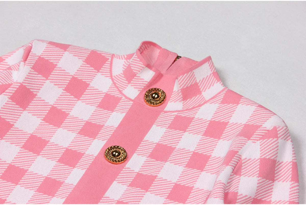 Jessy Plaid Knitting Sweater Dress