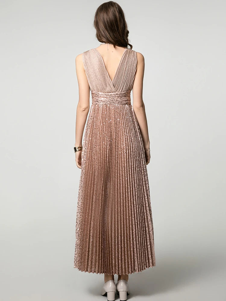 Lila Sequin Pleated Dress