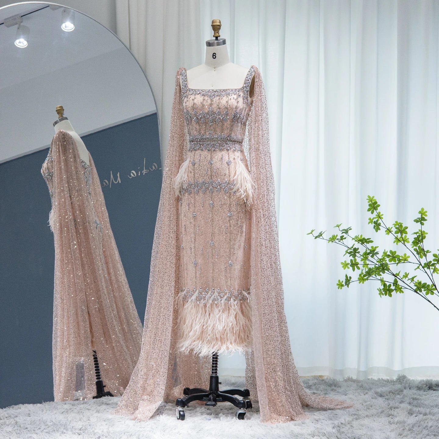 Cyrelle Mermaid Evening Dress with Cape