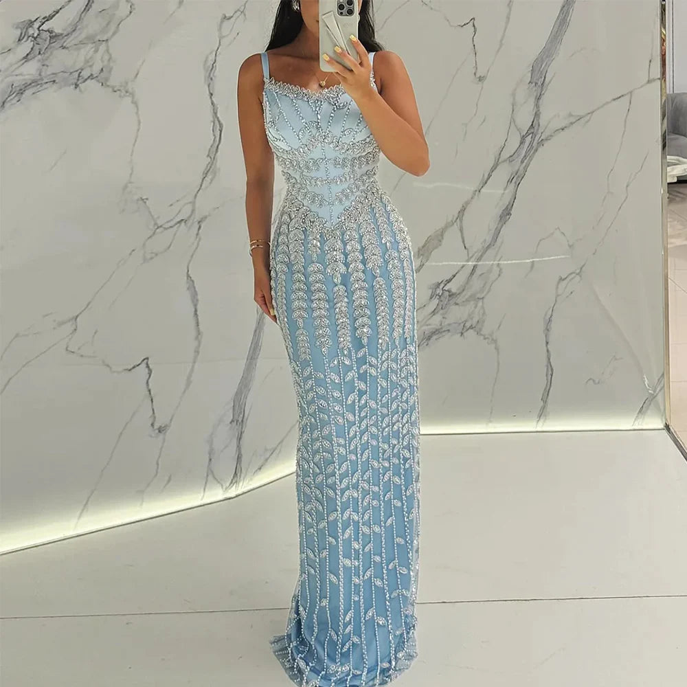 Nathalie Evening Gowns 2025 Dubai Satin Sheath/Column Celebrity Dress r