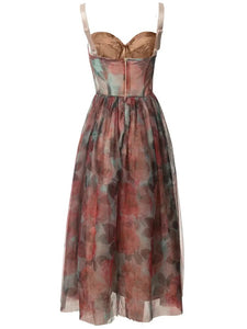 Courtney Spaghetti Strap Sleeveless Floral Backless Dress