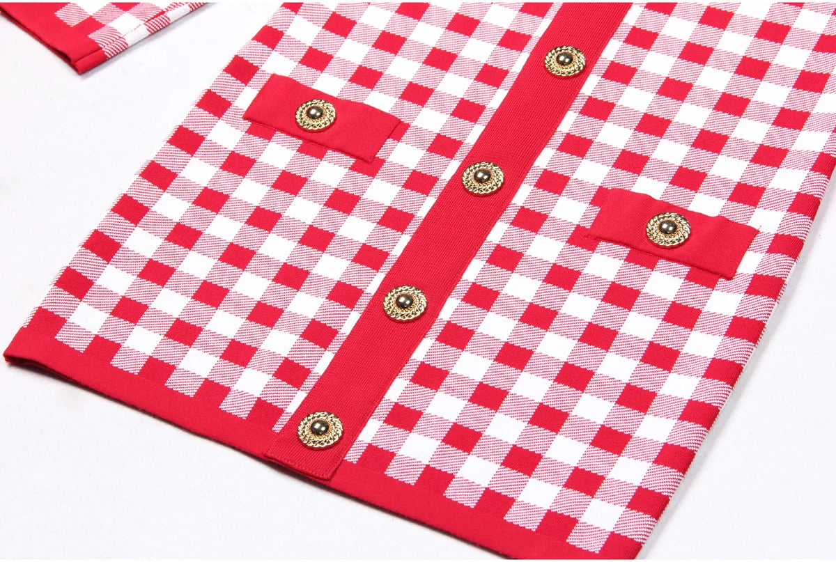 Jessy Plaid Knitting Sweater Dress