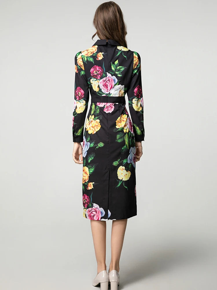 Ava Floral Print  with  Peter Pan Collar  Pencil Dress