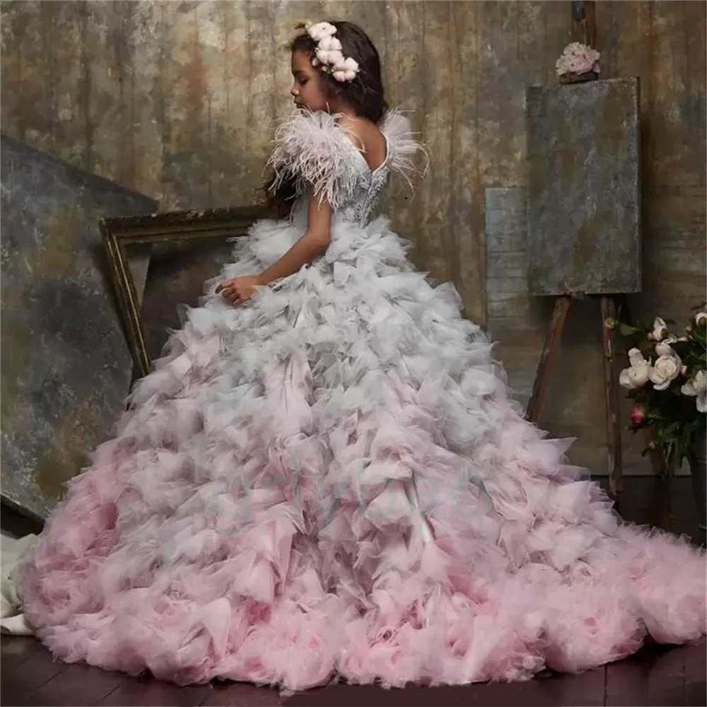 Flowie Girl Dress Fluffy Tulle Applique Princess Gown