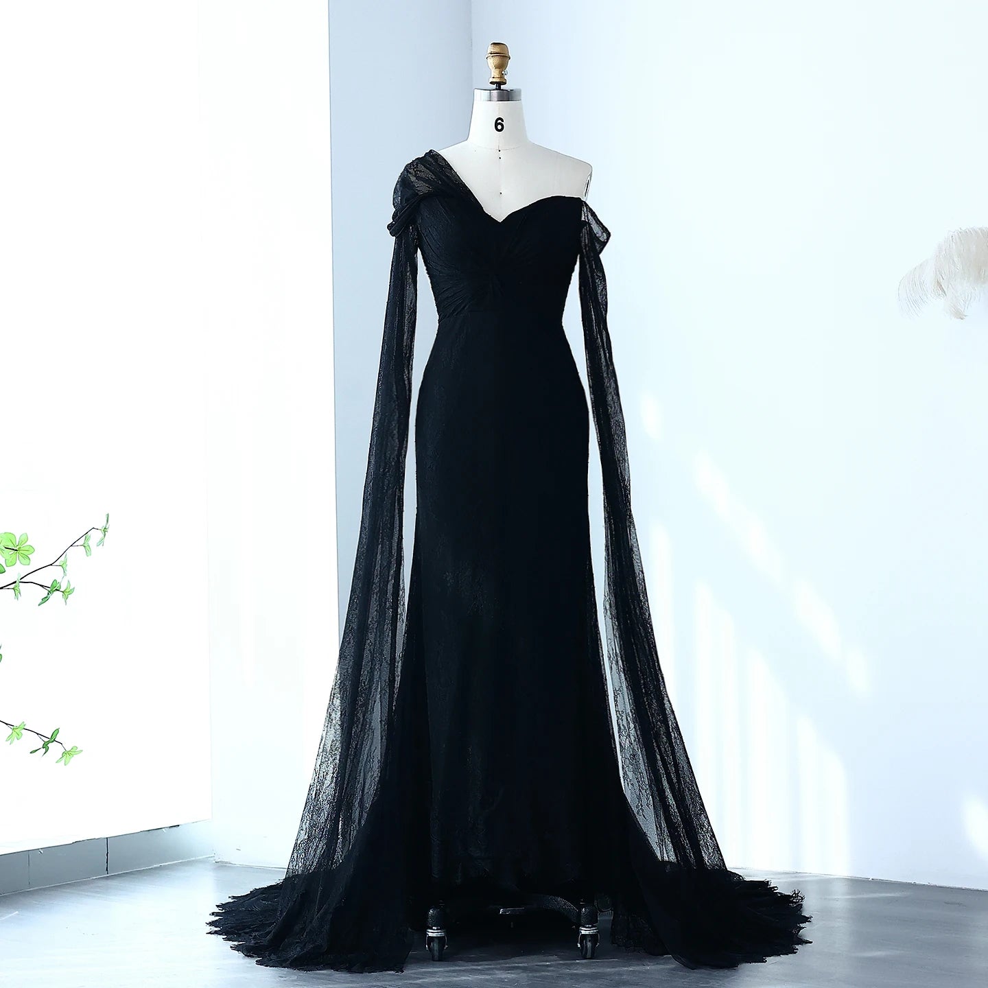 Anne Lace Purple Mermaid Evening Dress with Cap Sleeves Gown