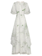 Load image into Gallery viewer, Hermione V-Neck Puff Sleeve Ruffle Long Chiffon Dress