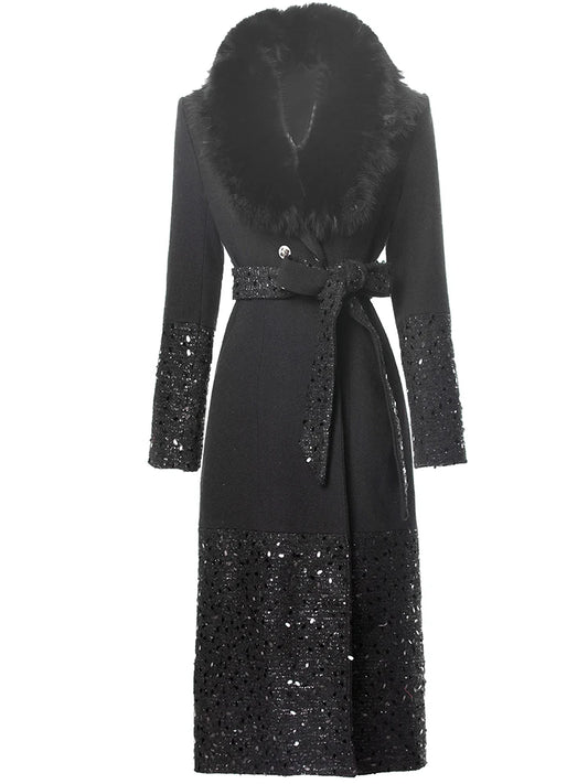 Alma Double Breasted Sequins Coat