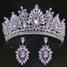 Load image into Gallery viewer, Water Drop Puprle Crystal Tiara Crown