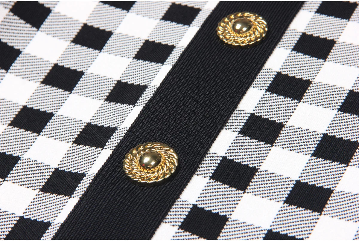 Jessy Plaid Knitting Sweater Dress