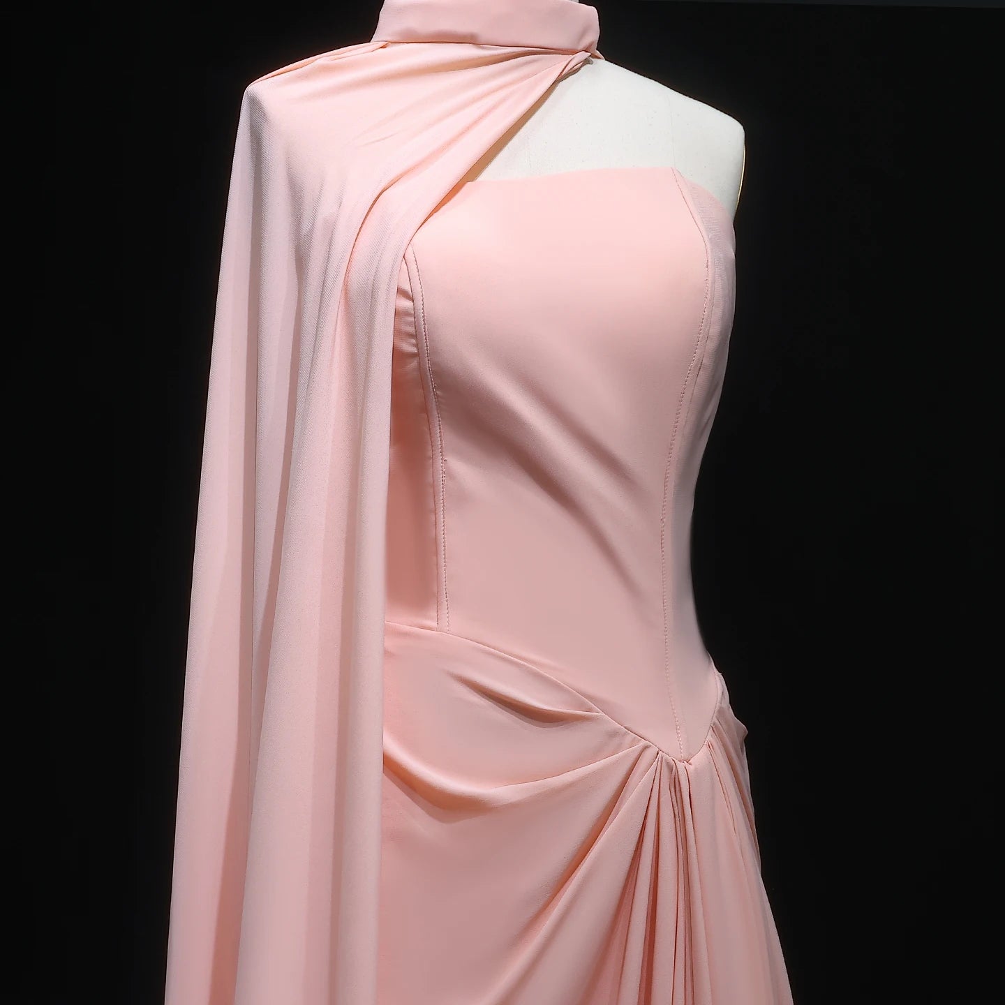 Breka Blush Pink Pleated Mermaid Evening Dress